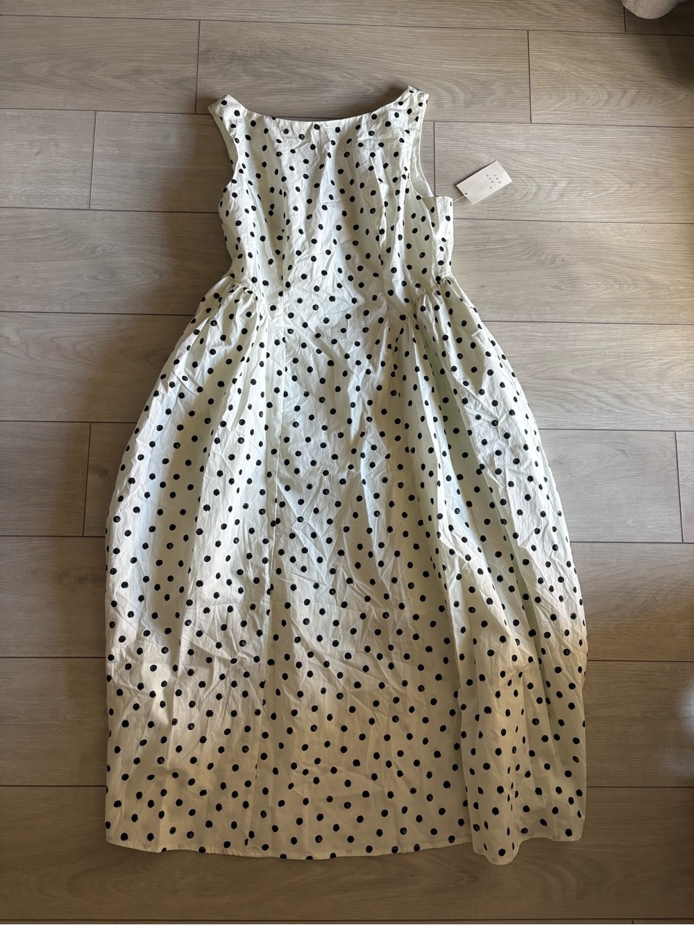 a new day White Dress with Black Polka Dots